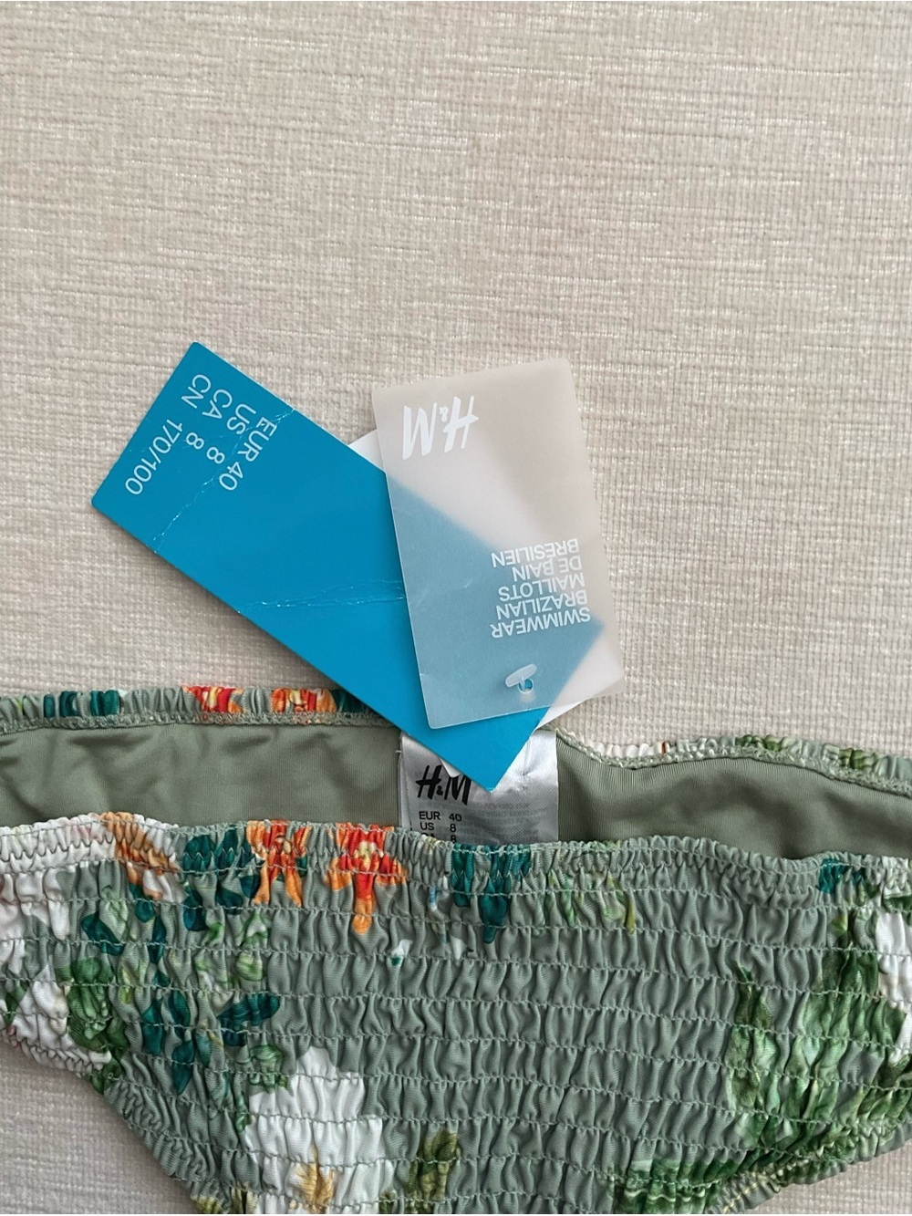 H&M Floral Smocked Bikini Bottom - Sage Green - Picture 2 of 4